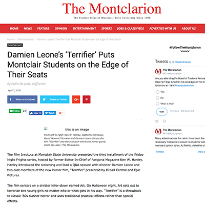 Damien Leone’s ‘Terrifier’ Puts Montclair Students on the Edge of Their Seats